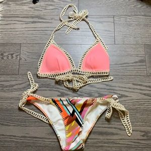 Victoria’s Secret swim bikini set with crochet detail- never worn